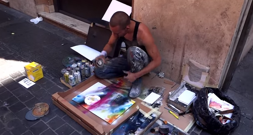 Artiste dans les rues de Rome